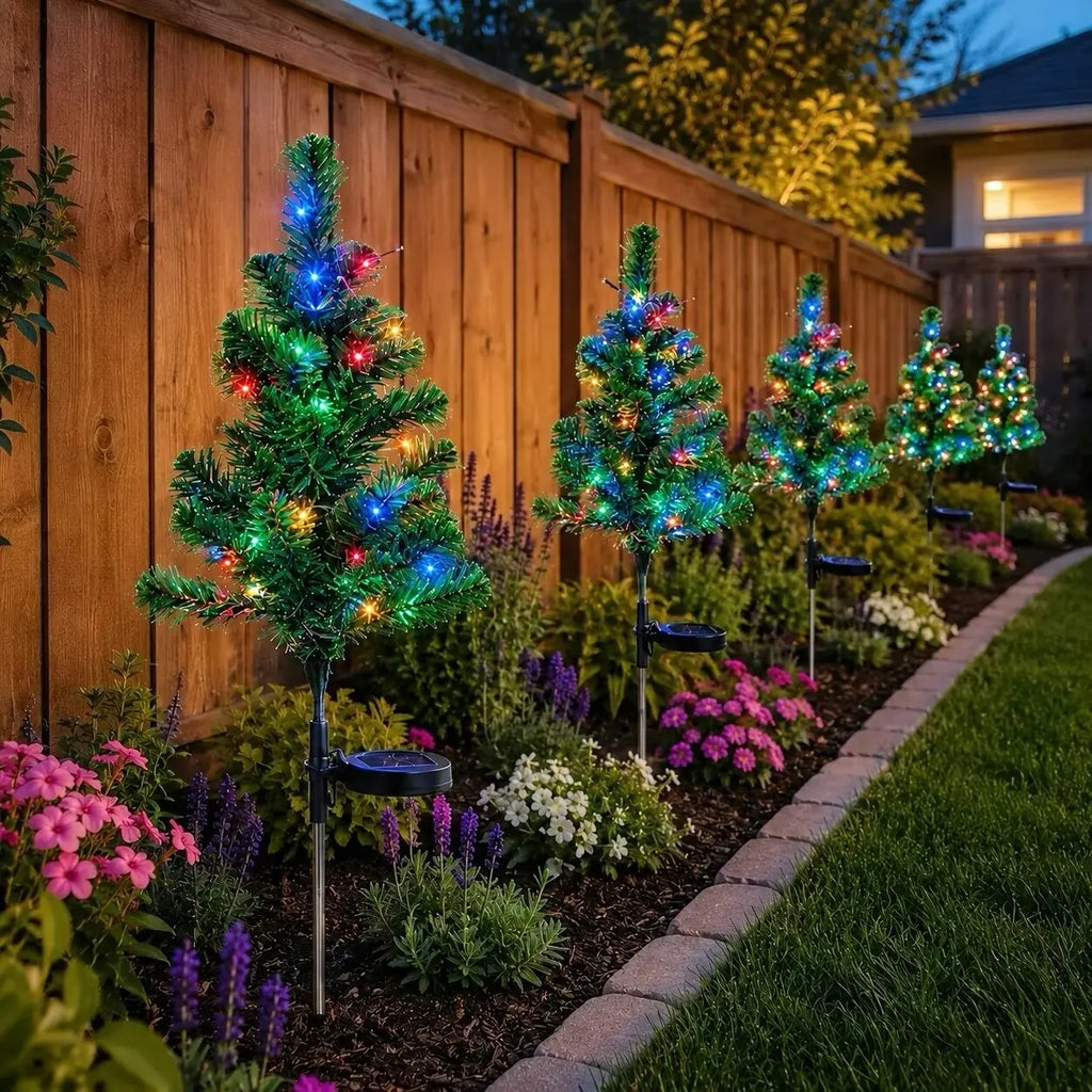 Solar Christmas Tree Lights Waterproof IP65 Durable Outdoor Decor for Lawn Balcony Easy Installation No Wiring Xmas Decoration
