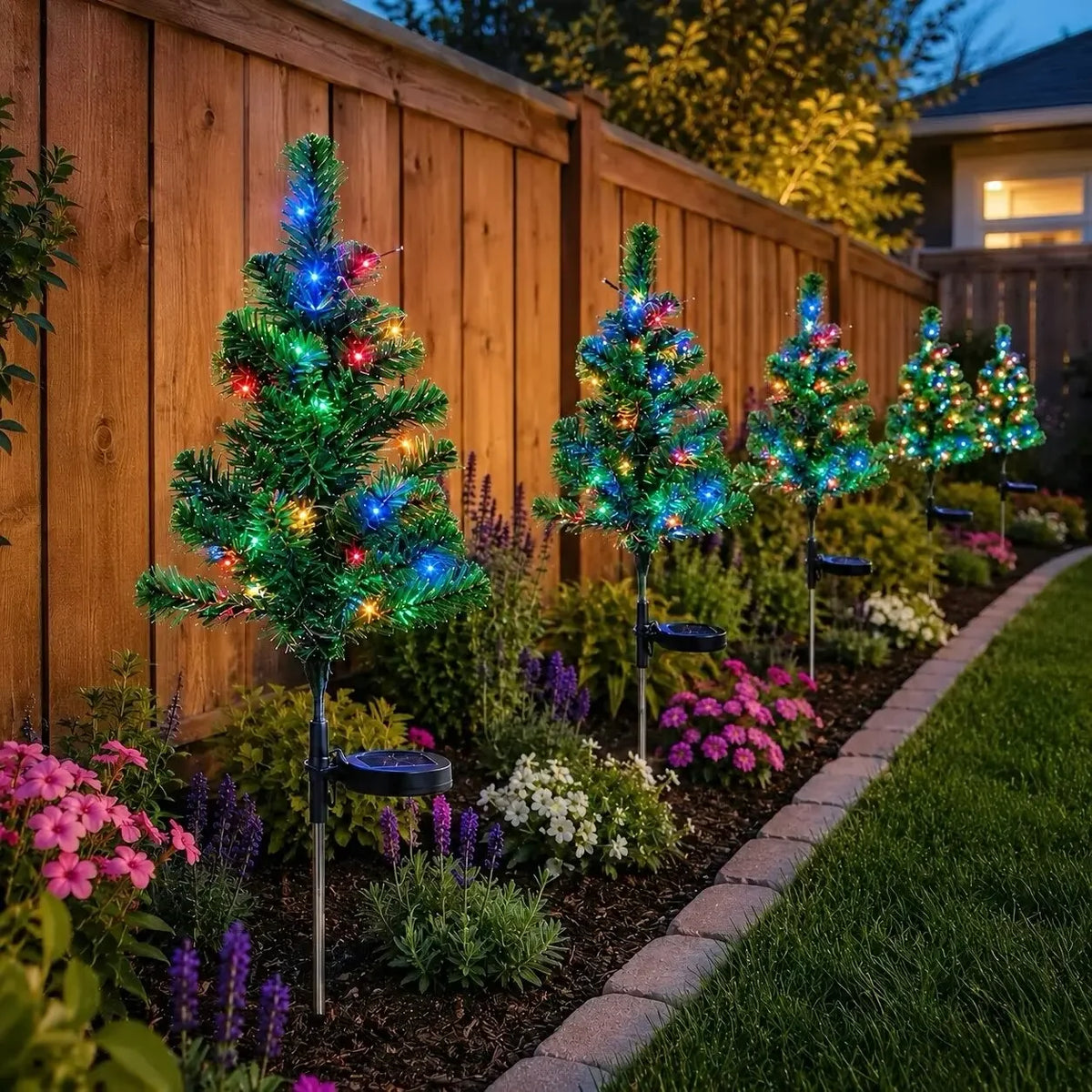 Solar Christmas Tree Lights Waterproof IP65 Durable Outdoor Decor for Lawn Balcony Easy Installation No Wiring Xmas Decoration