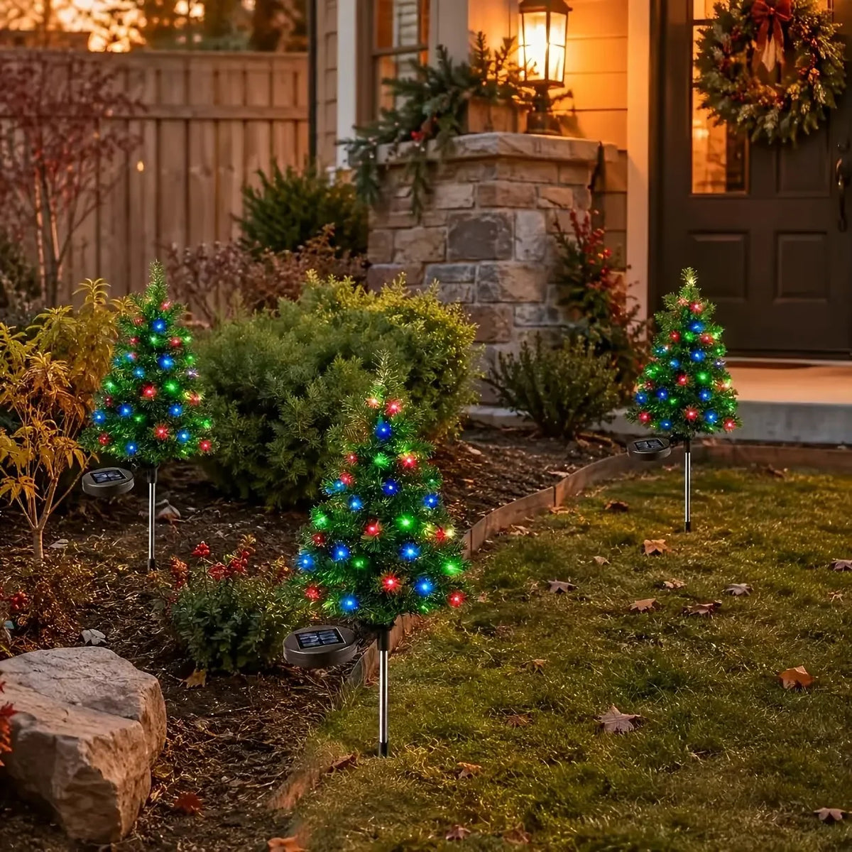 Solar Christmas Tree Lights Waterproof IP65 Durable Outdoor Decor for Lawn Balcony Easy Installation No Wiring Xmas Decoration