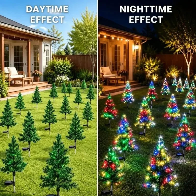 Solar Christmas Tree Lights Waterproof IP65 Durable Outdoor Decor for Lawn Balcony Easy Installation No Wiring Xmas Decoration