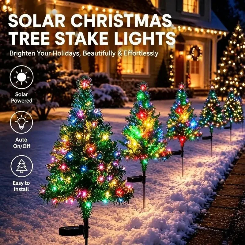 Solar Christmas Tree Lights Waterproof IP65 Durable Outdoor Decor for Lawn Balcony Easy Installation No Wiring Xmas Decoration